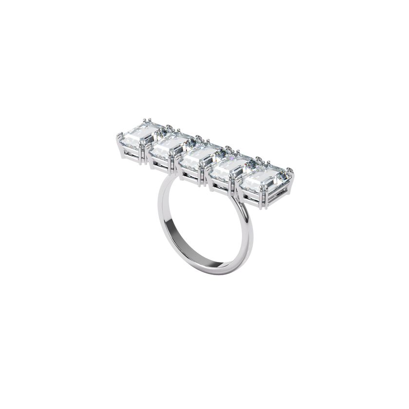Millenia cocktail ring, White, Rhodium plated